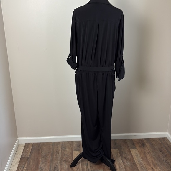 Chicos Travelers Jumpsuit Roll Up Sleeves Tie Belt Waist Black Size 18P - Picture 3 of 11